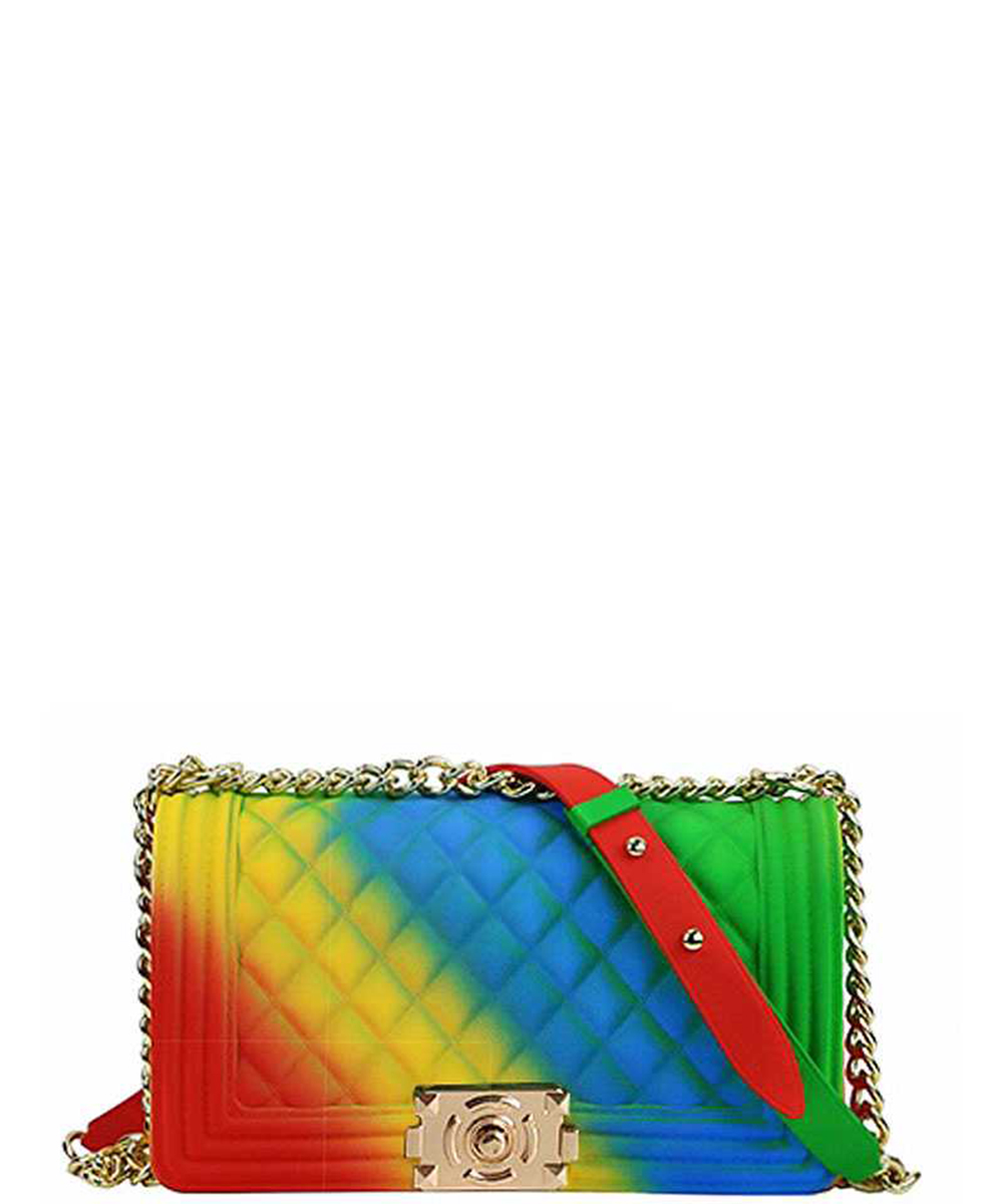Mix Tone Textured Jelly Shoulder Bag 7061 RAINBOW
